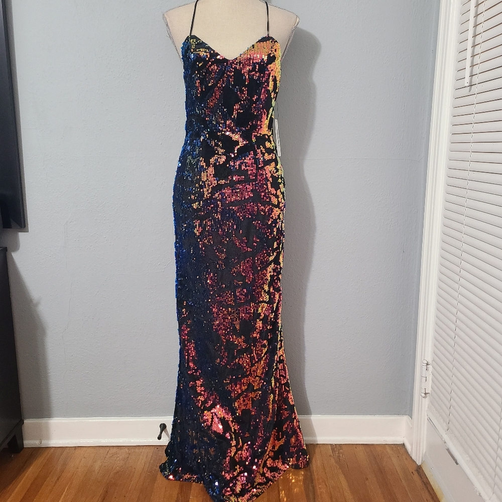 Minuet Sequin Sparkle Party Gown Multicolor Evening NWT Size Small